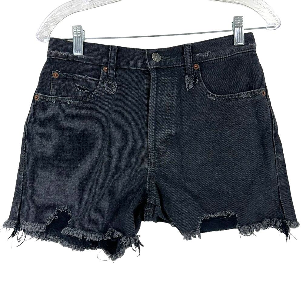 Free People NWT Makai Cutoff Short Washed Black Size 25 Frayed Hem 100% Cotton